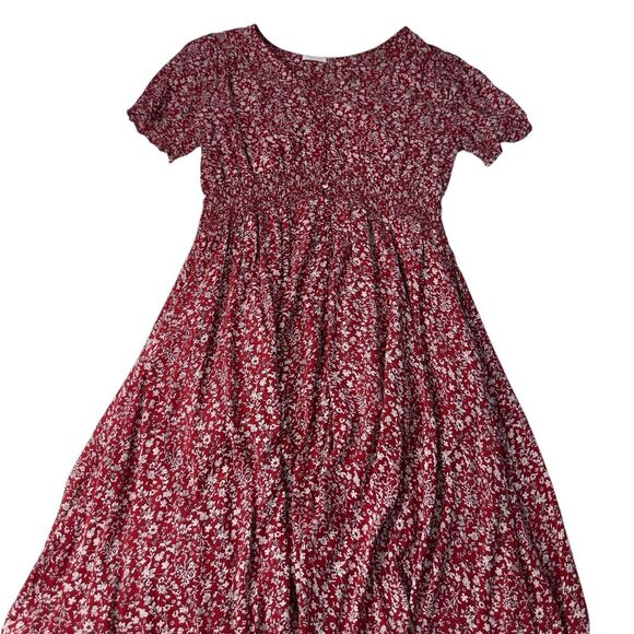 Chic Soul Dress Women’s 1XL Red White Floral Button Front Midi Dress High Low - Picture 3 of 8
